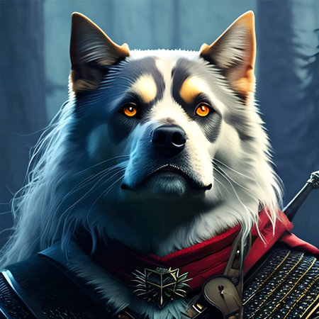 Beautiful dog from a fairy tale, illustrationのイラスト素材