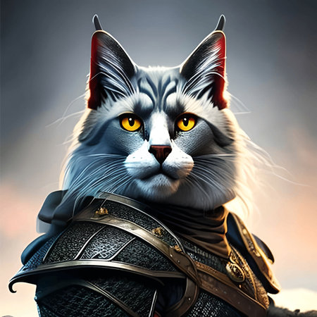 Fabulous beautiful cat in armor.の素材