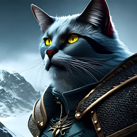 Fabulous beautiful cat in armor.のイラスト素材