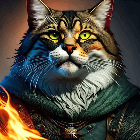 A cat in armor, strong and courageous, and fat.のイラスト素材