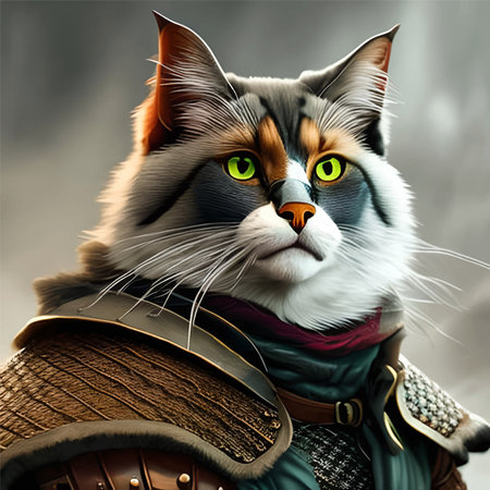 Fabulous beautiful cat in armor.の素材