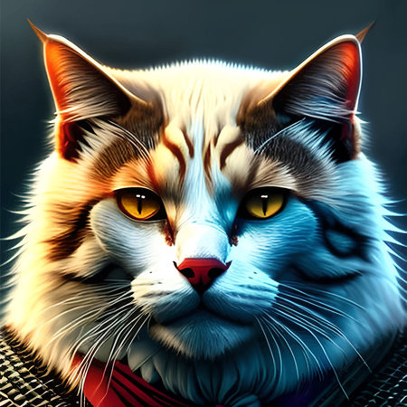 A cat in armor, strong and courageous, and fat.の素材