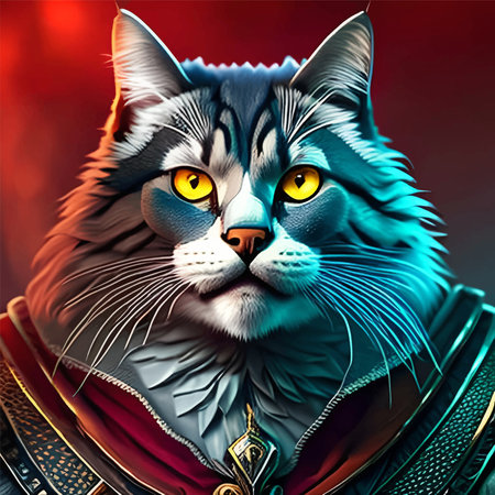 Fabulous beautiful cat in armor.の素材