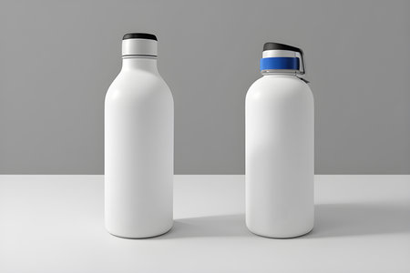 Beautiful sports bottle - flask, without inscriptions, isolated.の素材