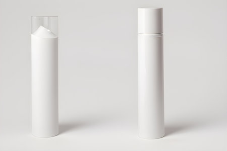 Jars and tubes of cosmetics, clean design for advertising, light background for cutting out objects without inscriptions and any textの写真素材