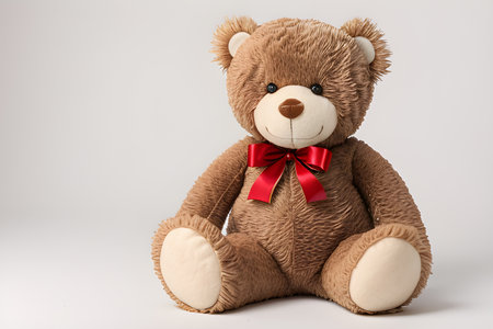 Beautiful teddy bear on a light background.の写真素材
