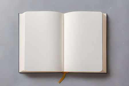 Mockup of an open book without inscriptions.の素材