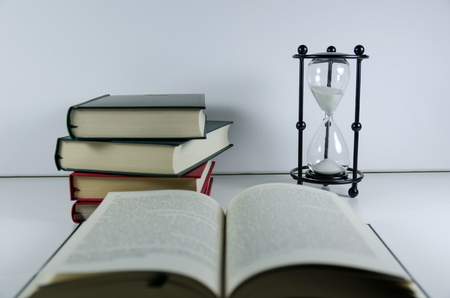 Books and hourglass
