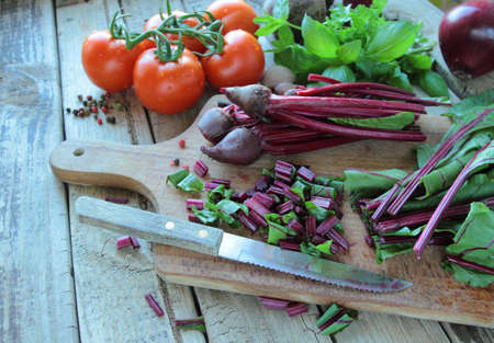 Vegetables and herbs for beetroots soup
