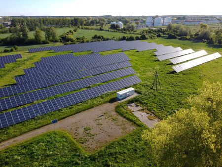 Solar panels in power plant, Przejazdowo, Pomerania, Poland