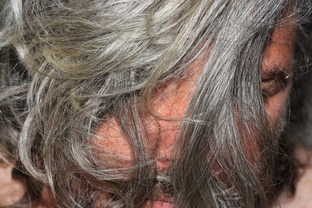 Gray human hairの写真素材