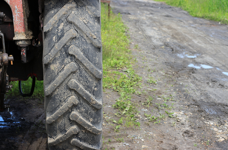 The dirt and the wheelの写真素材