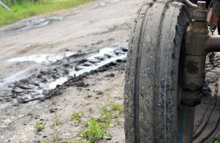 The dirt and the wheelの写真素材