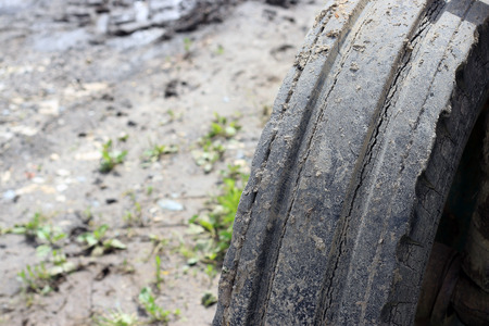 The dirt and the wheelの写真素材
