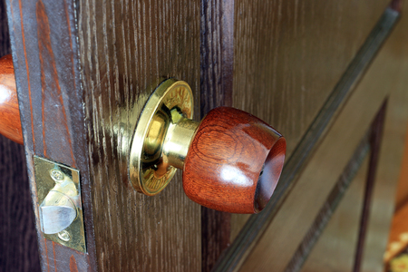 Wooden door handleの写真素材