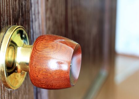Wooden door handleの写真素材