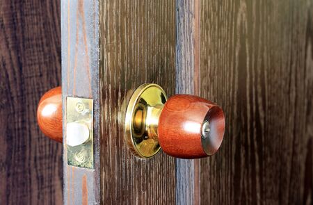 Wooden door handleの写真素材