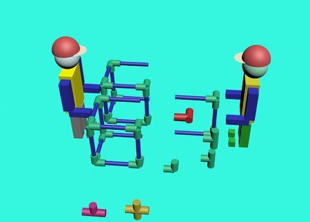 Assembly of construction workers 3Dの写真素材