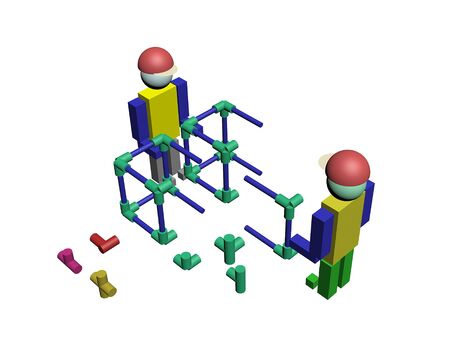 Assembly of construction workers 3Dの写真素材