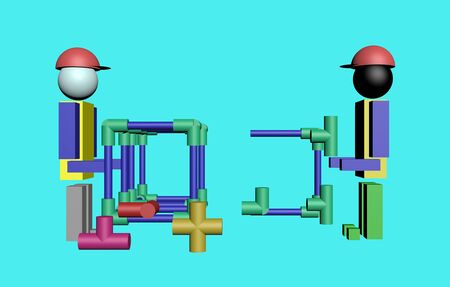 Assembly of construction workers 3Dの写真素材
