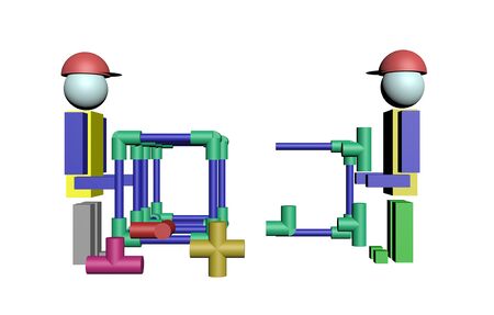 Assembly of construction workers 3Dの写真素材