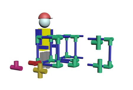 Assembly of construction workers 3Dの写真素材