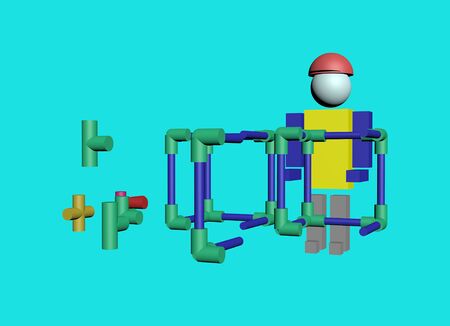 Assembly of construction workers 3Dの写真素材