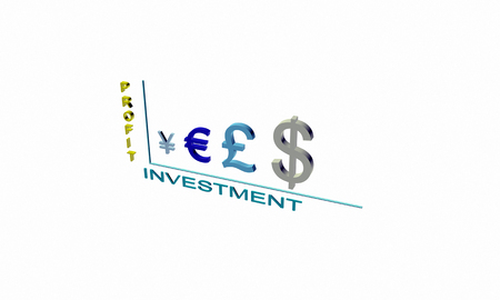 Schedule of investment profit from currency symbols 3Dの写真素材