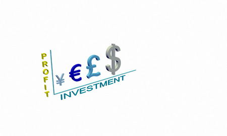 Schedule of investment profit from currency symbols 3Dの写真素材