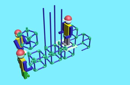 Assembly of construction workers 3Dの写真素材
