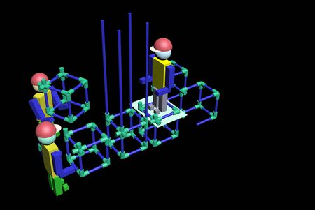 Assembly of construction workers 3Dの写真素材