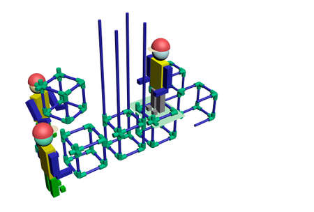 Assembly of construction workers 3Dの写真素材