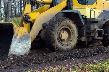 the bulldozer leveled the groundの写真素材