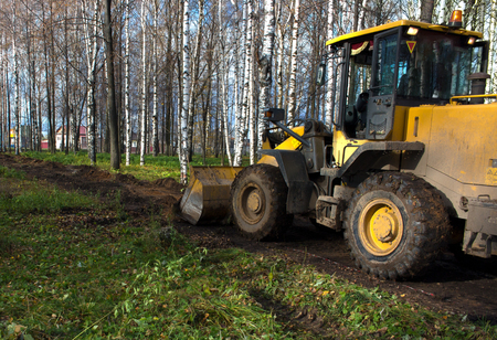 the bulldozer leveled the groundの写真素材