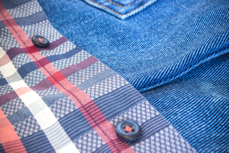 worn denim and cotton fabric background