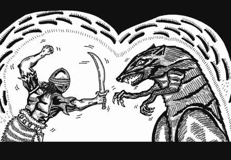 Fighter vs. Rat Kingのイラスト素材