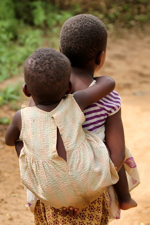 Mayange, Rwanda, January 6, 2012 - Unidentified kids from the UN Millenium village. It is a village of returnees-who came back to Rwanda after the 1994 genocide.のeditorial素材
