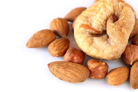 Almonds and dry figの写真素材