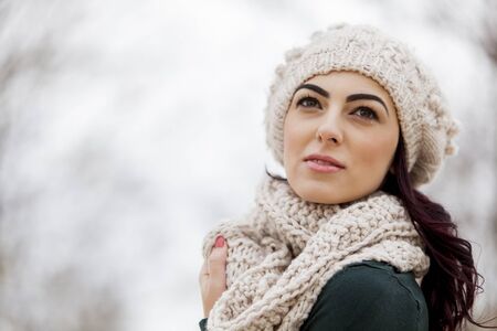 Young woman at winterの写真素材