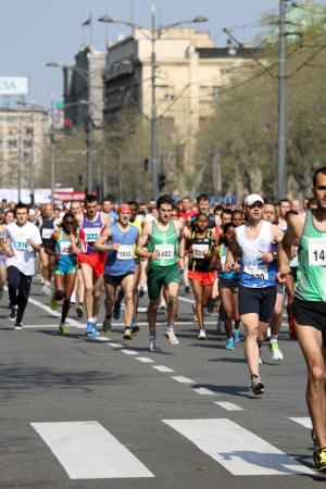 Belgrade, Serbia - April 17, 2011 - Runners of the 24th Belgrade Marathon in Belgrade, Serbia at April 17, 2011のeditorial素材