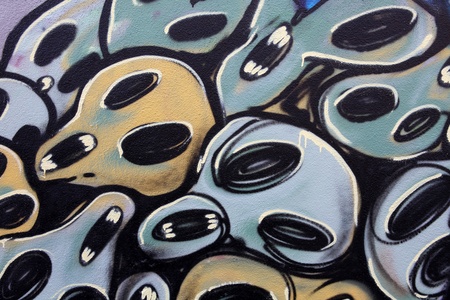 Lisbon, Portugal - April 4, 2011: Detail of the graffiti on the wall in Lisbon, Portugalのeditorial素材