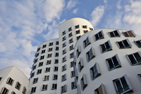 Dusseldorf, Germany, November 20, 2011 - View at Neuer Zollhof in Media Harbor in Dusseldorf, Germany. This building complex was designed by Frank O. Gehry and completed in 1998.のeditorial素材