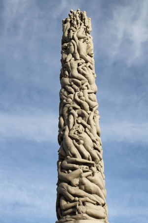 Oslo, Norway, February, 21, 2011 - Statue in Vigeland park in Oslo, Norway. The park covers 80 acres and features 212 bronze and granite sculptures created by Gustav Vigeland.のeditorial素材