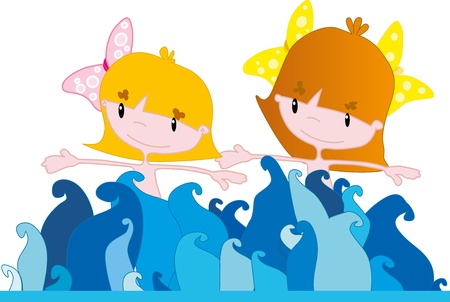 Girls at the seaのイラスト素材