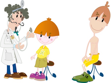 Kids at the doctorのイラスト素材