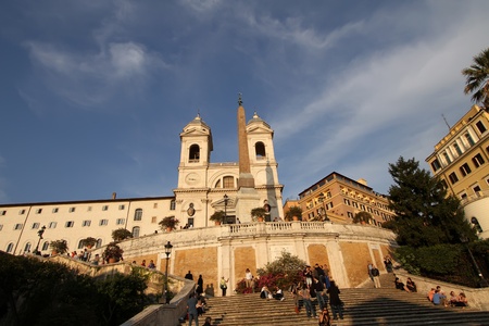 Piazza di Spagna (Spanish Steps) and church Trinita dei Monti 20.04.2010のeditorial素材