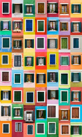 Colorful windows from Burano island, Italy Colorful windows from Burano island, Italy