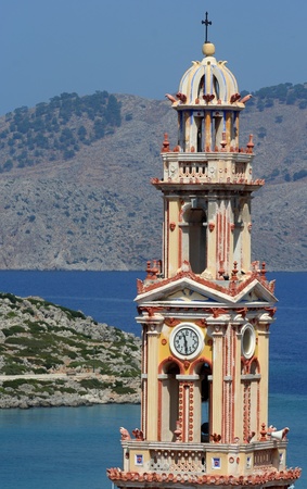 Tower of Monastery in Panormitis, Greeceの写真素材