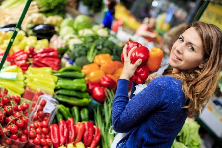 Young woman at the marketの写真素材