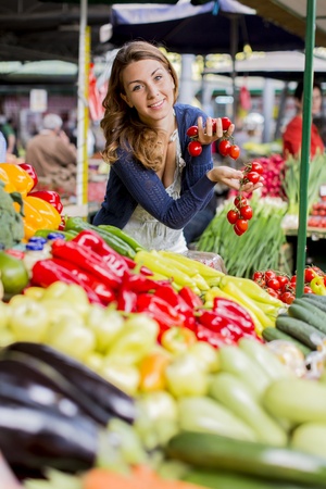 Young woman at the marketの写真素材